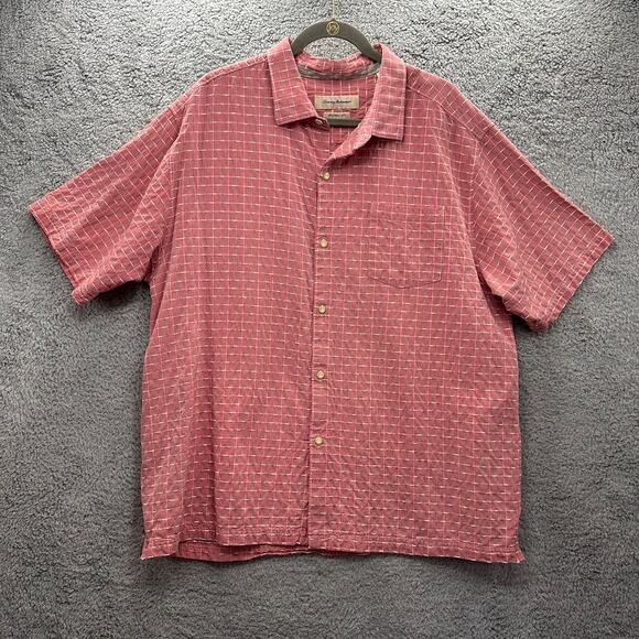 Tommy Bahama 2XL Original Fit Casual Button Up Short Sleeved Shirt Pink Vacation - Picture 1 of 10